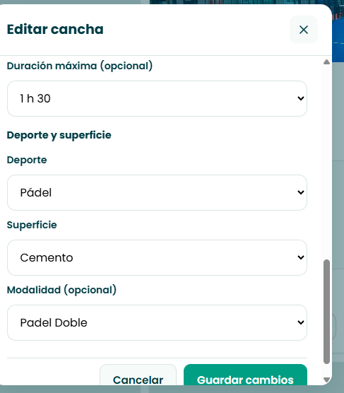 Editar cancha - parte 3