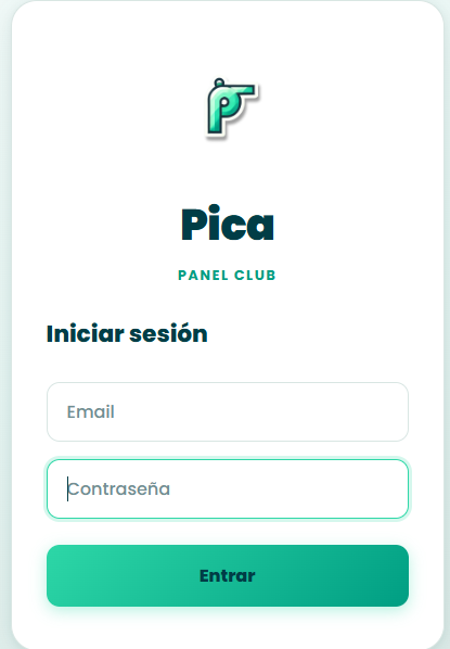 Pantalla de inicio de sesión